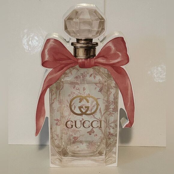 Gucci Floral Perfume bottle with Pink Ribbon Art home decor New - Picture 1 of 5